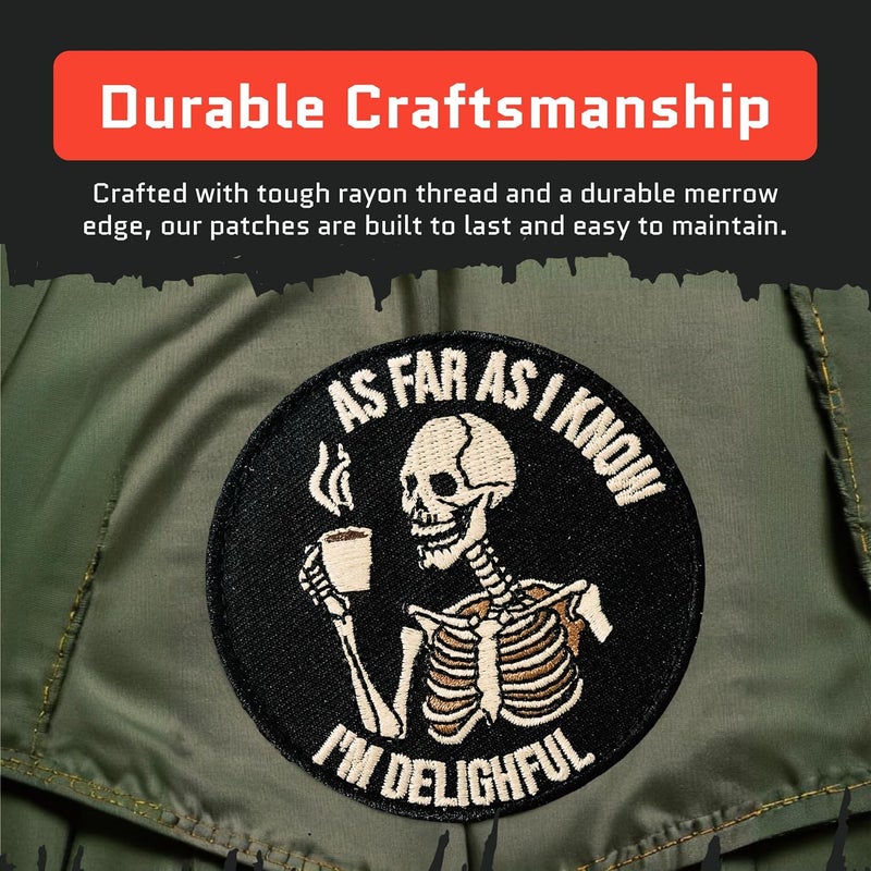 Jestik As Far As I Know I'm Delighful Embroidery Patch - Funny Embroidered Patches, Military Tactical Morale Patch with Hook and Loop Fastener, Cute Patches for Backpacks, Jeans, Jackets, Vests, Hats & More - Image 4